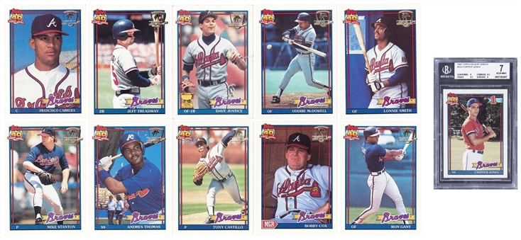1991 Topps Desert Shield Atlanta Braves Team Set (30 Total Cards) - Includes #333 Chipper Jones Rookie Card BGS NM 7